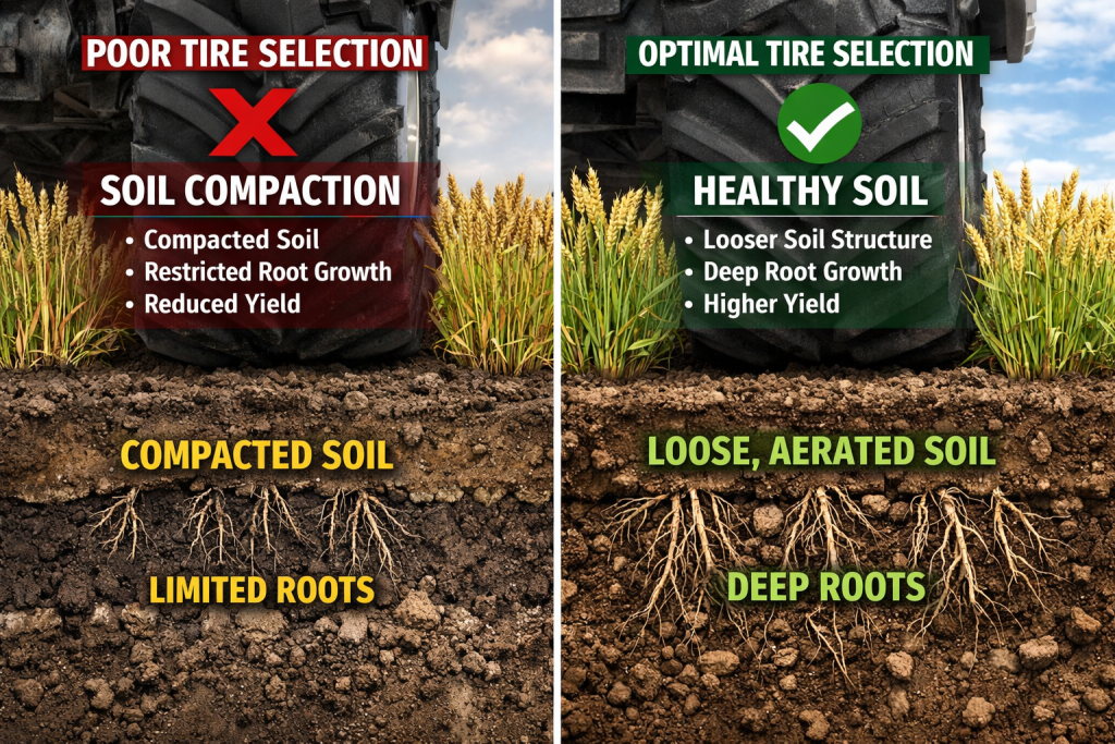 soil compaction caused by improper agricultural tire selection