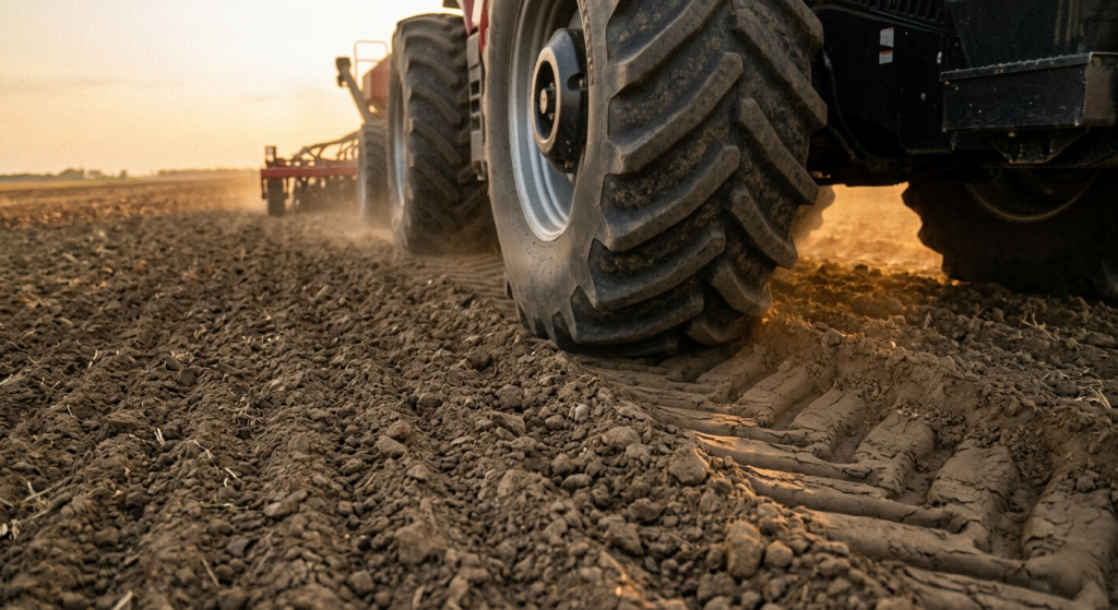 soil compaction caused by heavy agricultural machinery